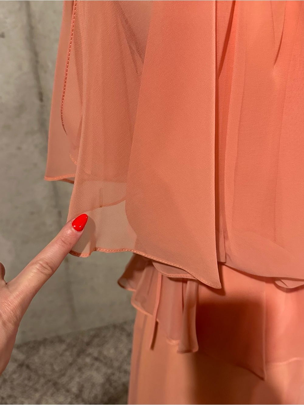 Vintage 70s Chiffon Peach Maxi Dress Formal Fairycore Size XS - Picture 7 of 9